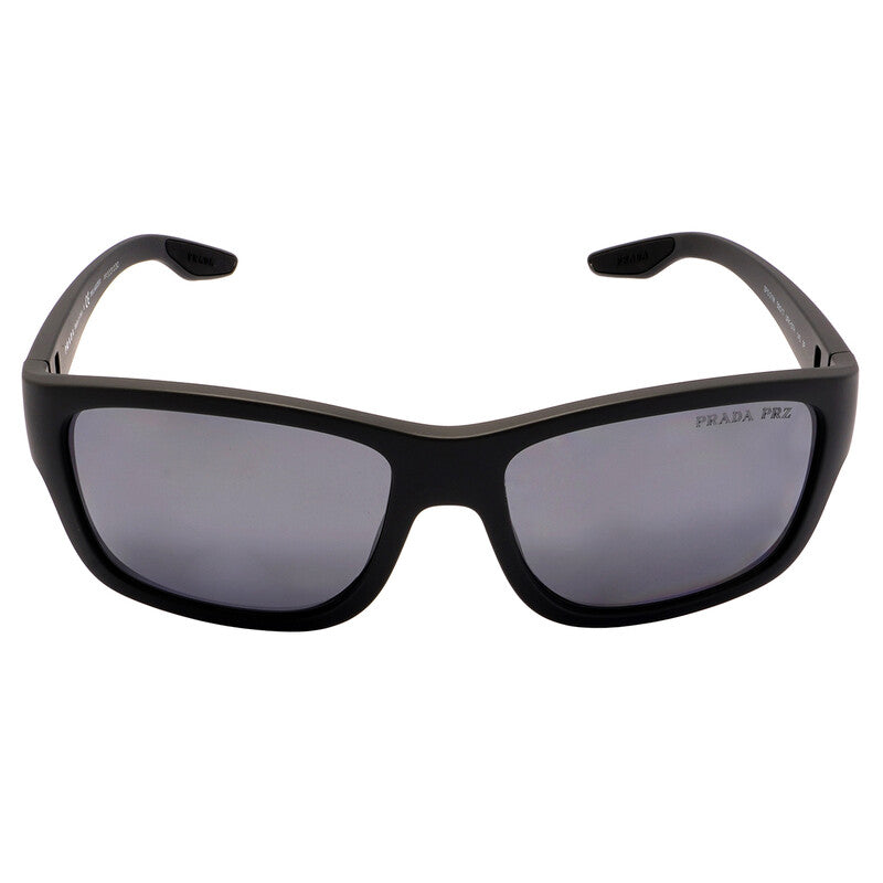 Prada Linea Rossa  Polarized Dark Grey Mirror Silver Rectangular Men's Sunglasses PS 01WS UFK07H 59